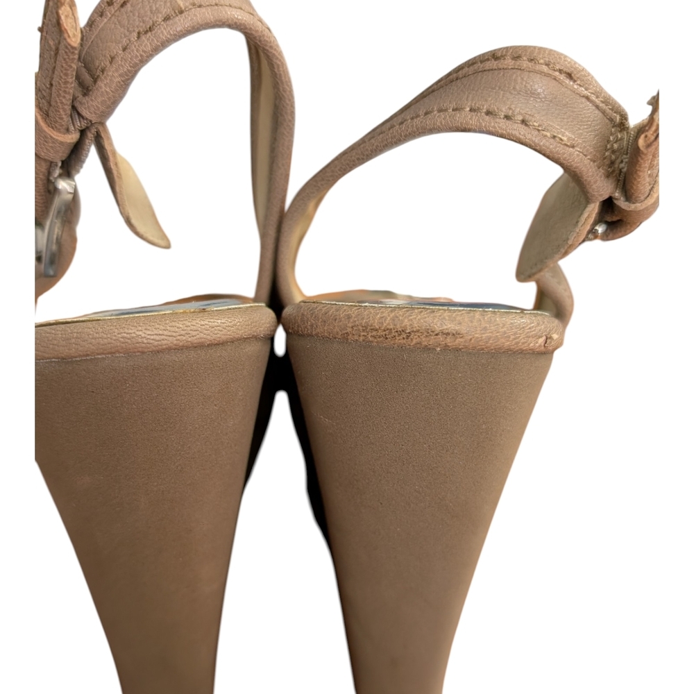 Michael Kors Beige Wedge Slingback Sandals - Picture 7 of 9